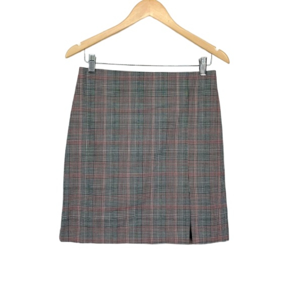 Rachel Zoe Black Maroon & White Houndstooth Plaid Mini Skirt Career Size 2